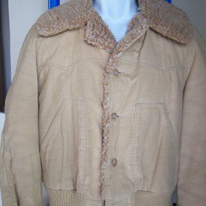 VINTAGE LEE CORDUROY SHEARLING BOMBER JACKET MENS S WOMENS M